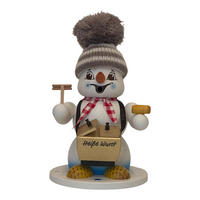 RAUCHFIGUR Schneemann Weiß Wurstverkäufer 19 cm - Multicolor, Holz (15/19/0.1cm)