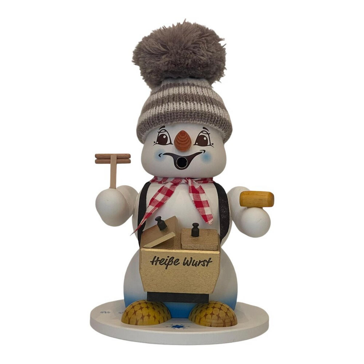 RAUCHFIGUR Schneemann Weiß Wurstverkäufer 19 cm - Multicolor, Holz (15/19/0.1cm)