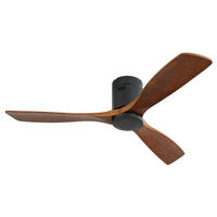 DECKENVENTILATOR DE-16345 52 Zoll Flachbau mit 3 Holzflügeln & reversibel - Schwarz, Holz/Metall (132/132/24.5cm) - ComfortXL