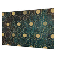 FOTOTAPETE 104x70 cm - Geometrische Sechsecke - Grün, Textil (104/70cm) - Wallfluent