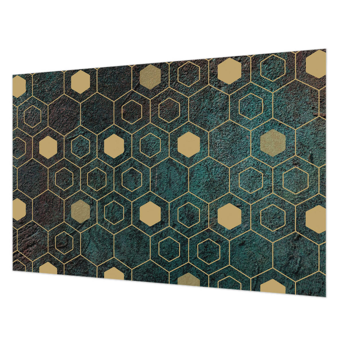FOTOTAPETE 104x70 cm - Geometrische Sechsecke - Grün, Textil (104/70cm) - Wallfluent