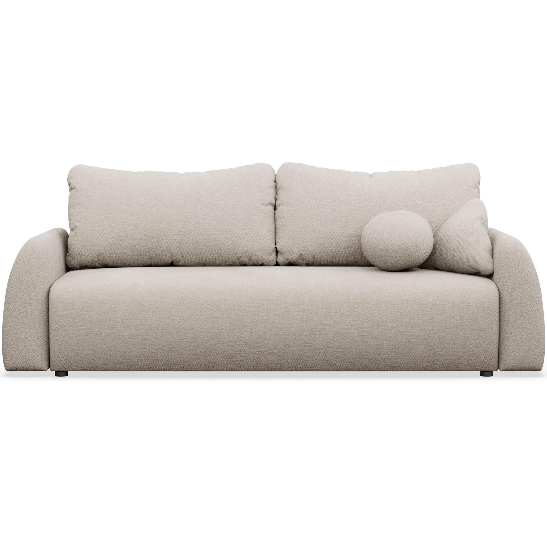 3-SITZER SOFA Nubelle Hellbeige Chenille-Bezug, wasserabweisend - Ecru/Schwarz, Kunststoff/Textil (244/85/93cm) - Selsey
