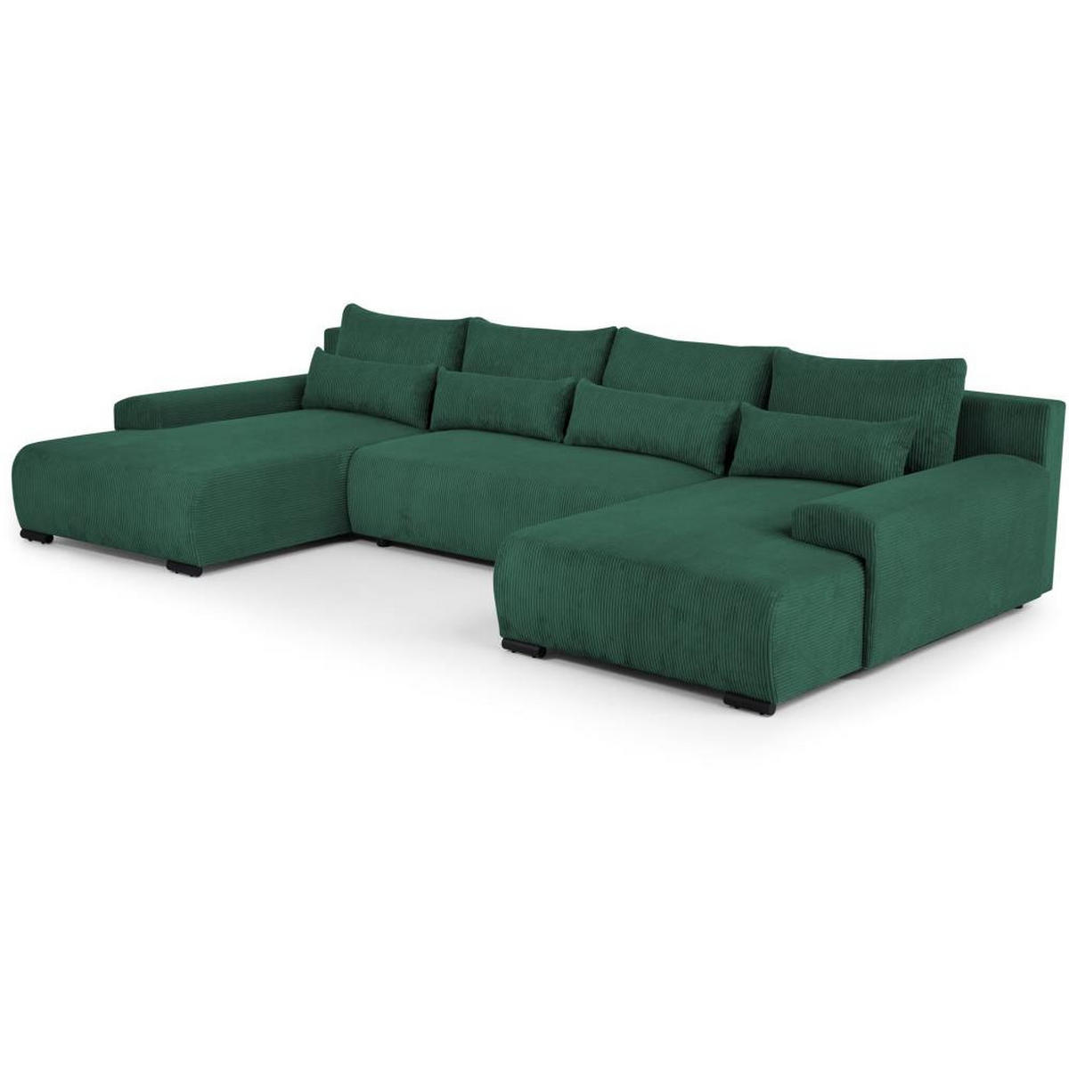 WOHNLANDSCHAFT Benny U grün - Schwarz/Grün, Textil/Metall (350/85/186cm) - Beautysofa