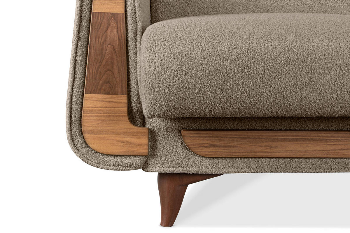 SESSEL GUSTAVO mit Armlehnen, Dunkelbeige - Graubraun/Beige, Holz/Holzwerkstoff (83/95/92cm) - KONSIMO®