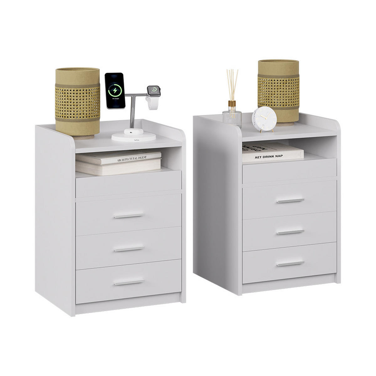 NACHTTISCH Edis Weiß 2er Set - Weiß, Holzwerkstoff (45/64/40cm) - Vicco