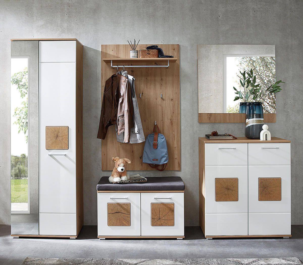 SCHUHKOMMODE - Weiß Hochglanz/Silberfarben, Holzwerkstoff/Kunststoff (84/95/38cm) - home24