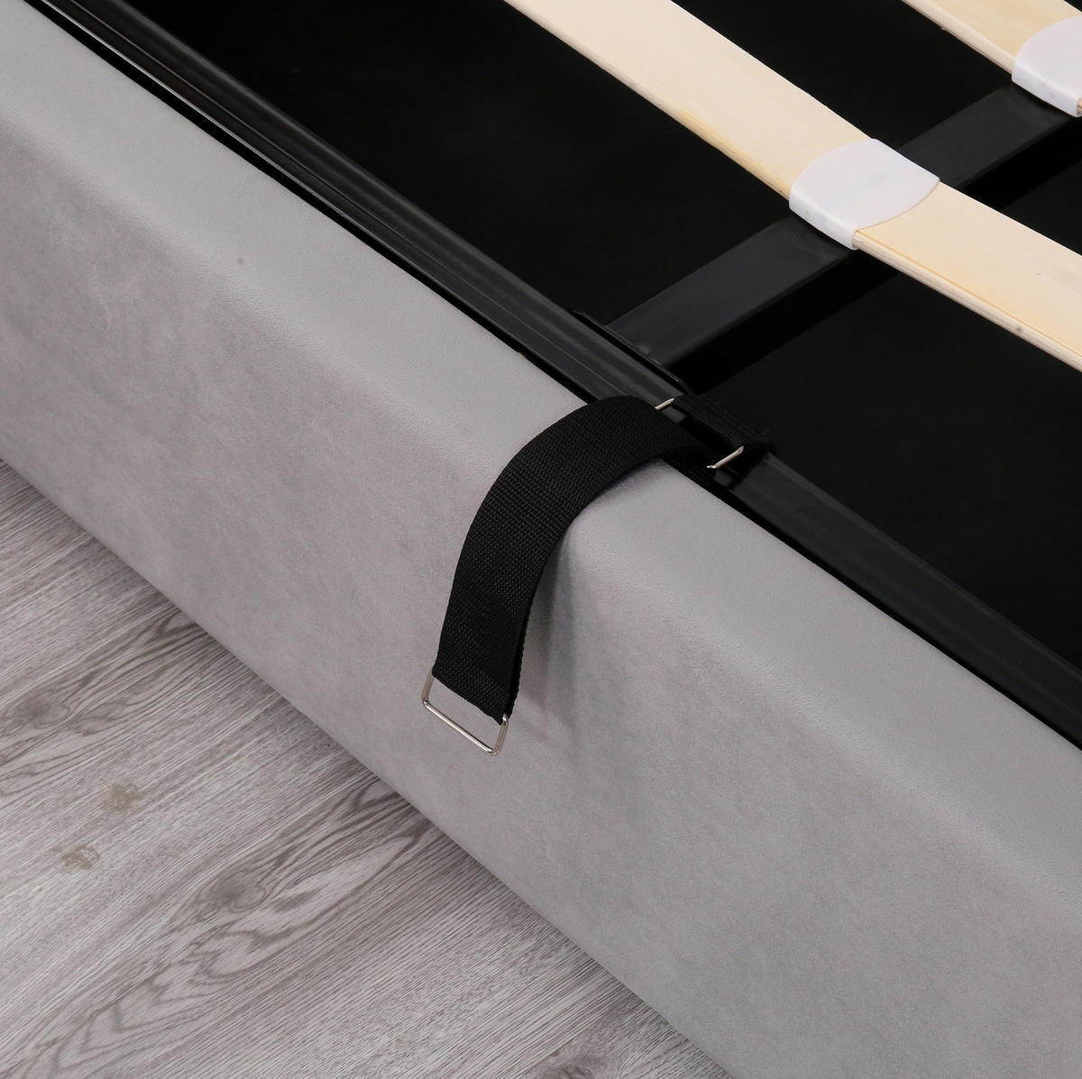 POLSTERBETT 140/200 cm grau aus Samt mit Bettkasten - Grau, Textil (140/200cm) - OKMYHOME