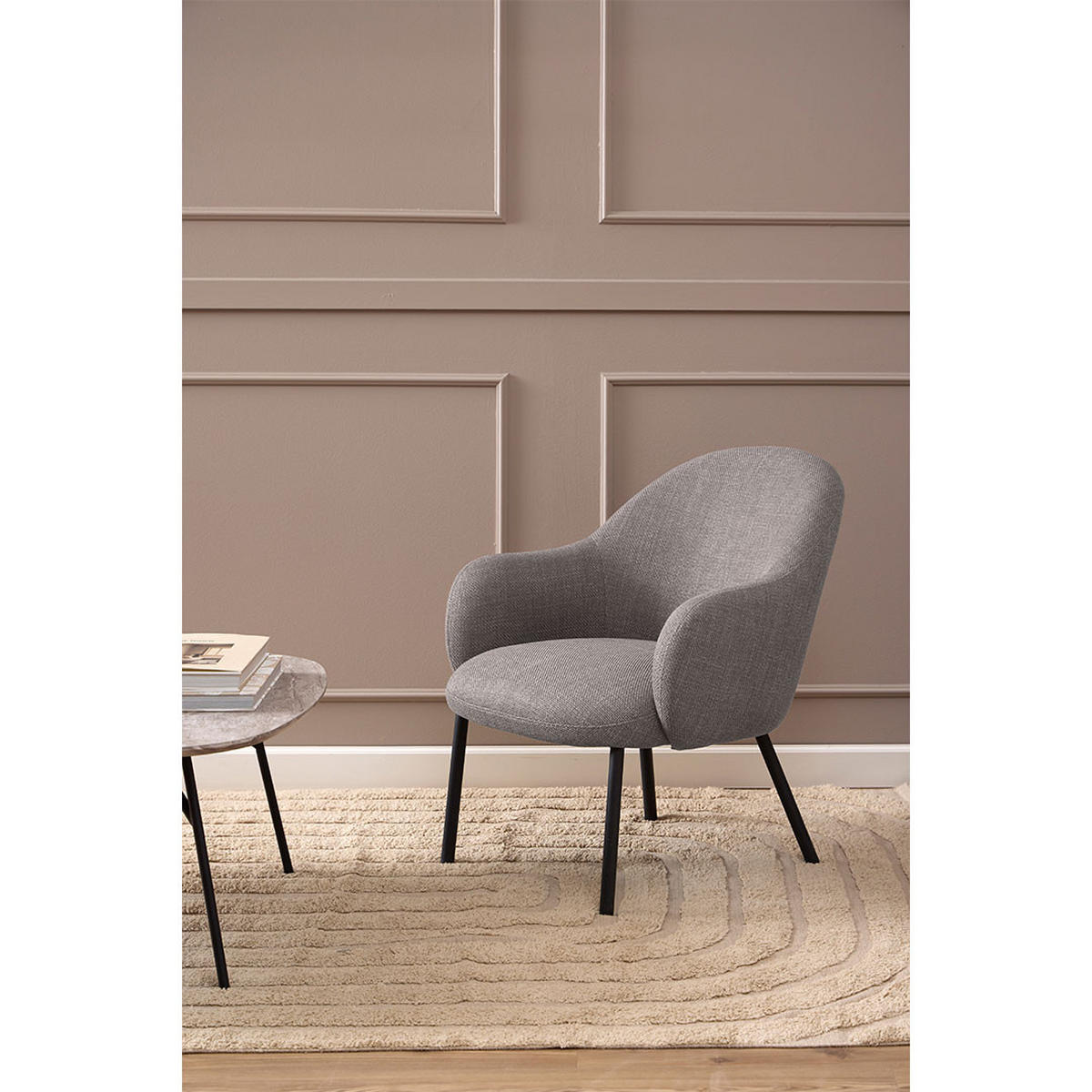SESSEL, Spencer, Graubraun, Stoff, 70 x 75 x 75 cm - Graubraun, Textil/Metall (70/75/75cm) - ebuy24