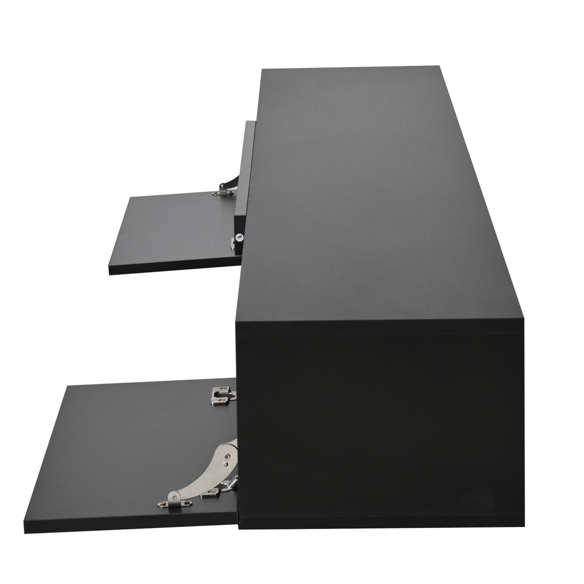 TV-SCHRANK 160cm LED Hängeschrank Wandmontiert Schwarz Lowboard - Schwarz, Holzwerkstoff (160/22/31cm) - FLIEKS