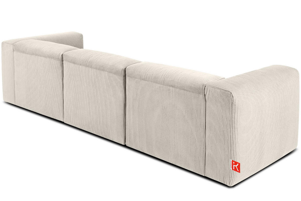 3-SITZER-MODULSOFA BUFFO mit extrem weicher und bequemer Sitzfläche, Kordstoff, cremefarben - Creme, Textil (290/73/96cm) - KONSIMO®