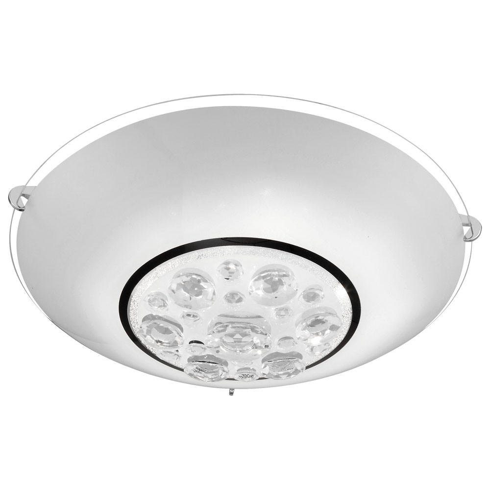 LED DECKENLEUCHTE Metall Kristalloptik Silber - Silberfarben, Glas (25/25/10cm) - Globo Lighting