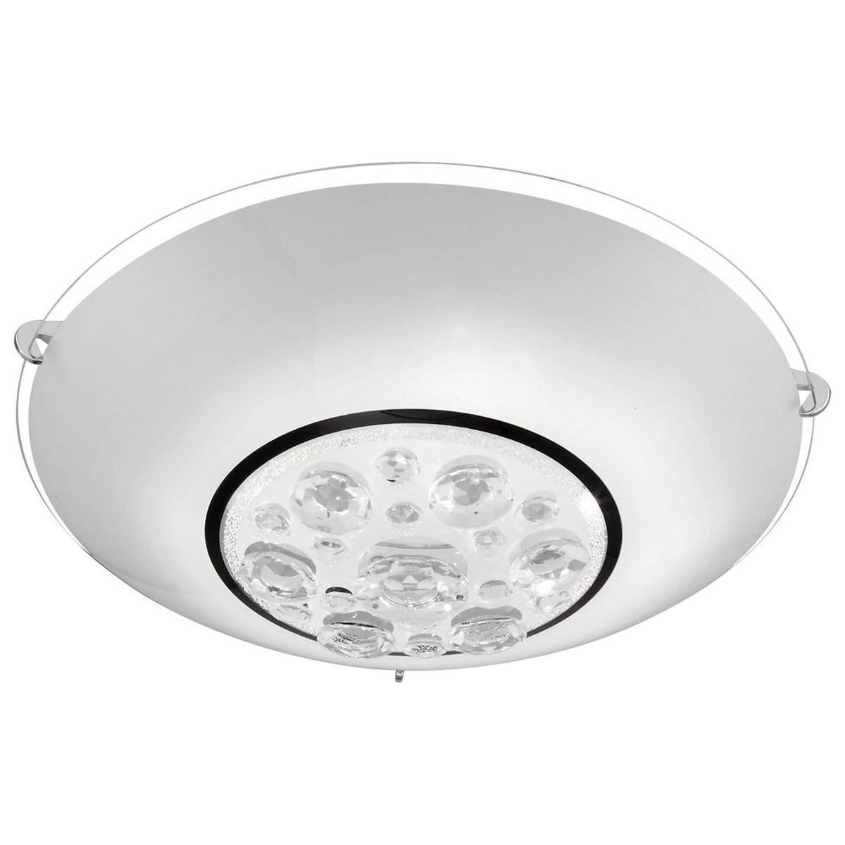 LED DECKENLEUCHTE Metall Kristalloptik Silber - Silberfarben, Glas (25/25/10cm) - Globo Lighting