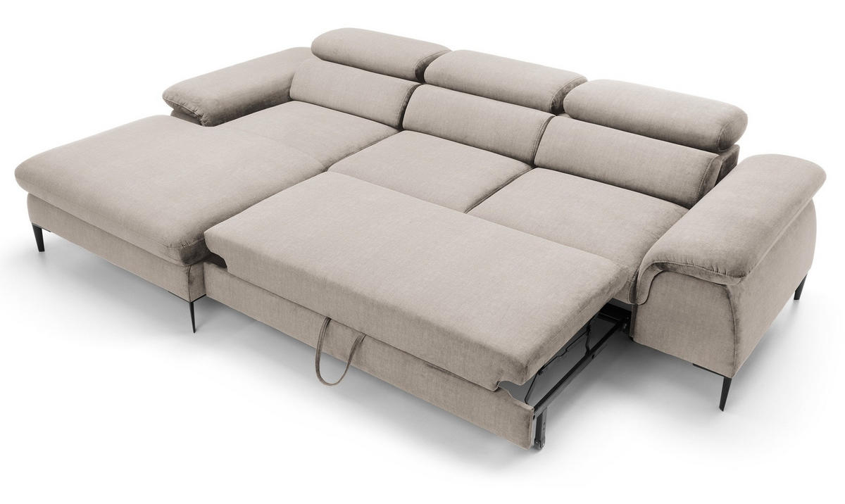 ECKSOFA L-Form 290 cm Amaro M mit Schlaffunktion, Links, Beige - Beige, Holz (288/182cm) - Emporius