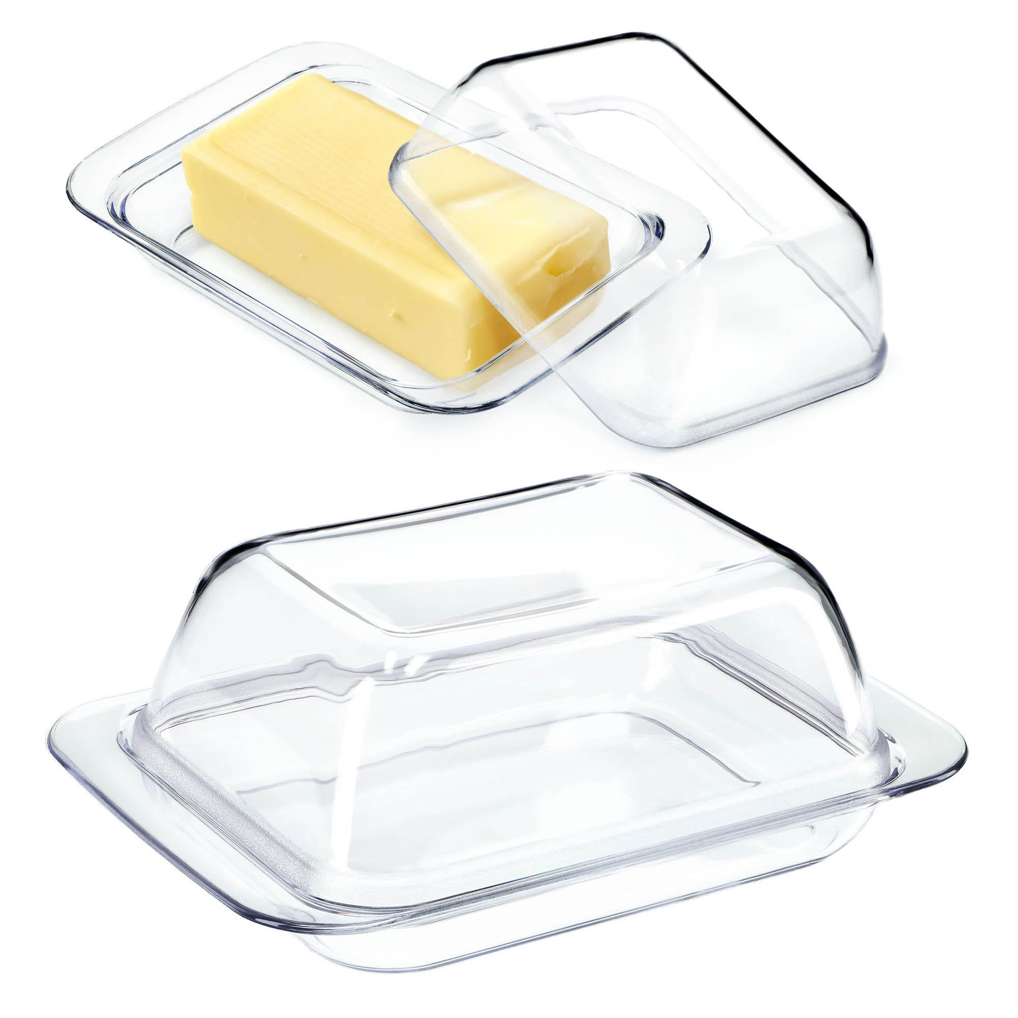 KADAX Butterdose, Butterdose mit Deckel für Butterbehälter aus Kunststoff, 18 x 12 cm - Transparent, Glas (12.5/7/18.5cm) - KADAX