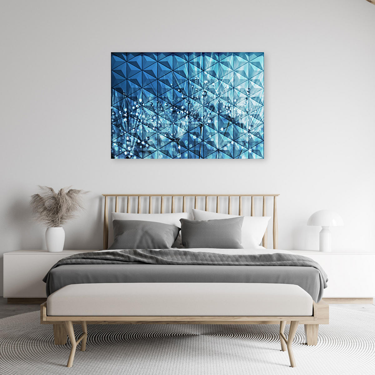 WANDBILD pusteblume in tau tropfen - Blau, Textil (60/40cm) - Feeby