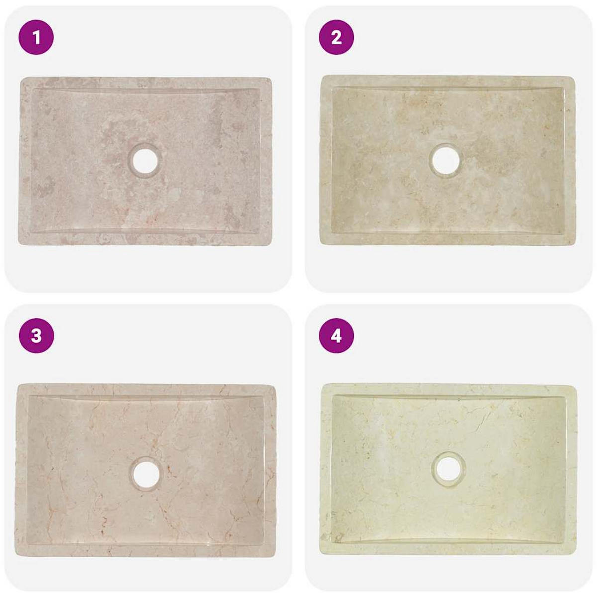 WASCHBECKEN 45/30/12 Cm Marmor Hochglanz-Creme - Creme, Stein (30/12/45cm) - vidaXL