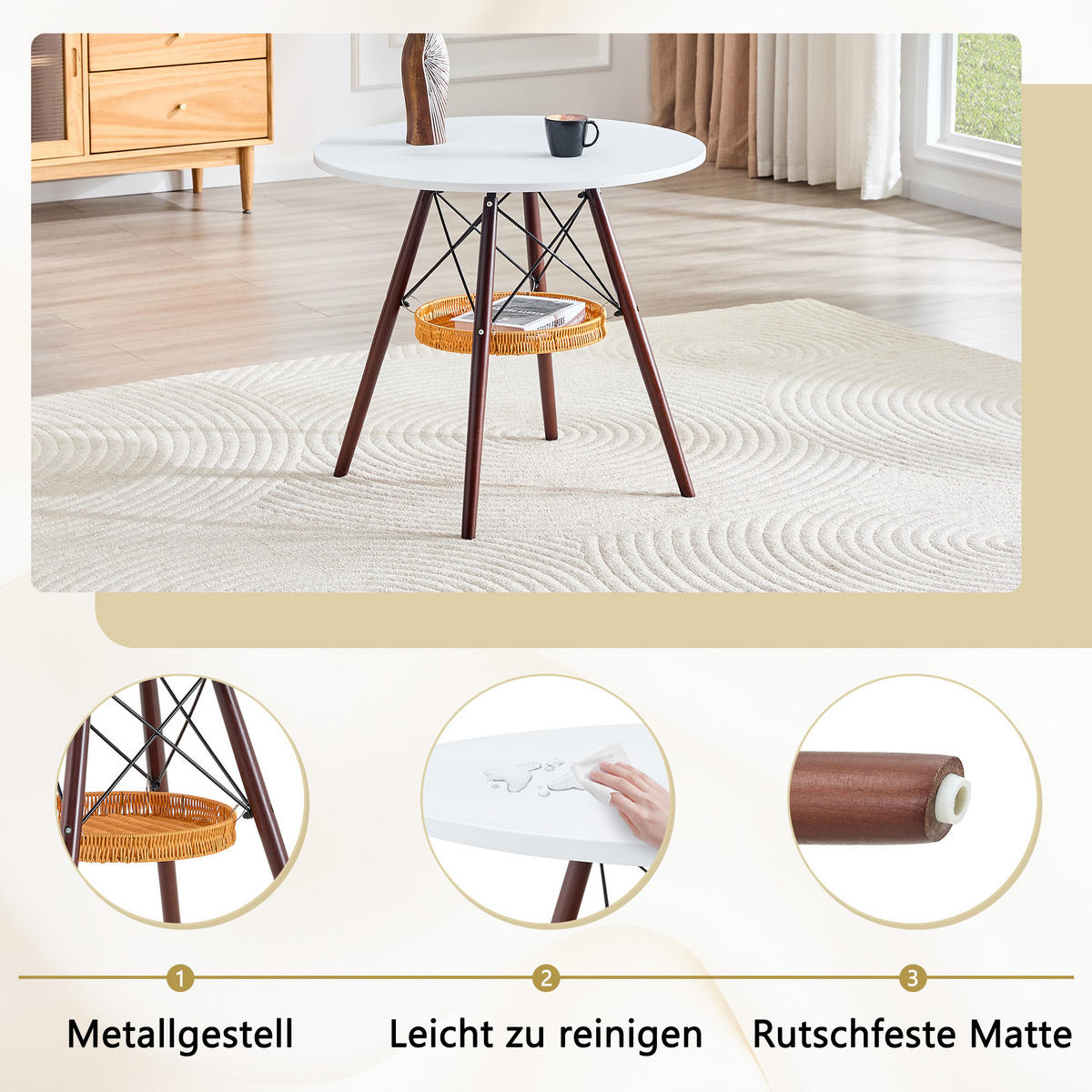 ESSTISCH Weiß 80/80/71,5 cm - Walnussfarben, Holz (80/80/71.5cm) - PANGIVO