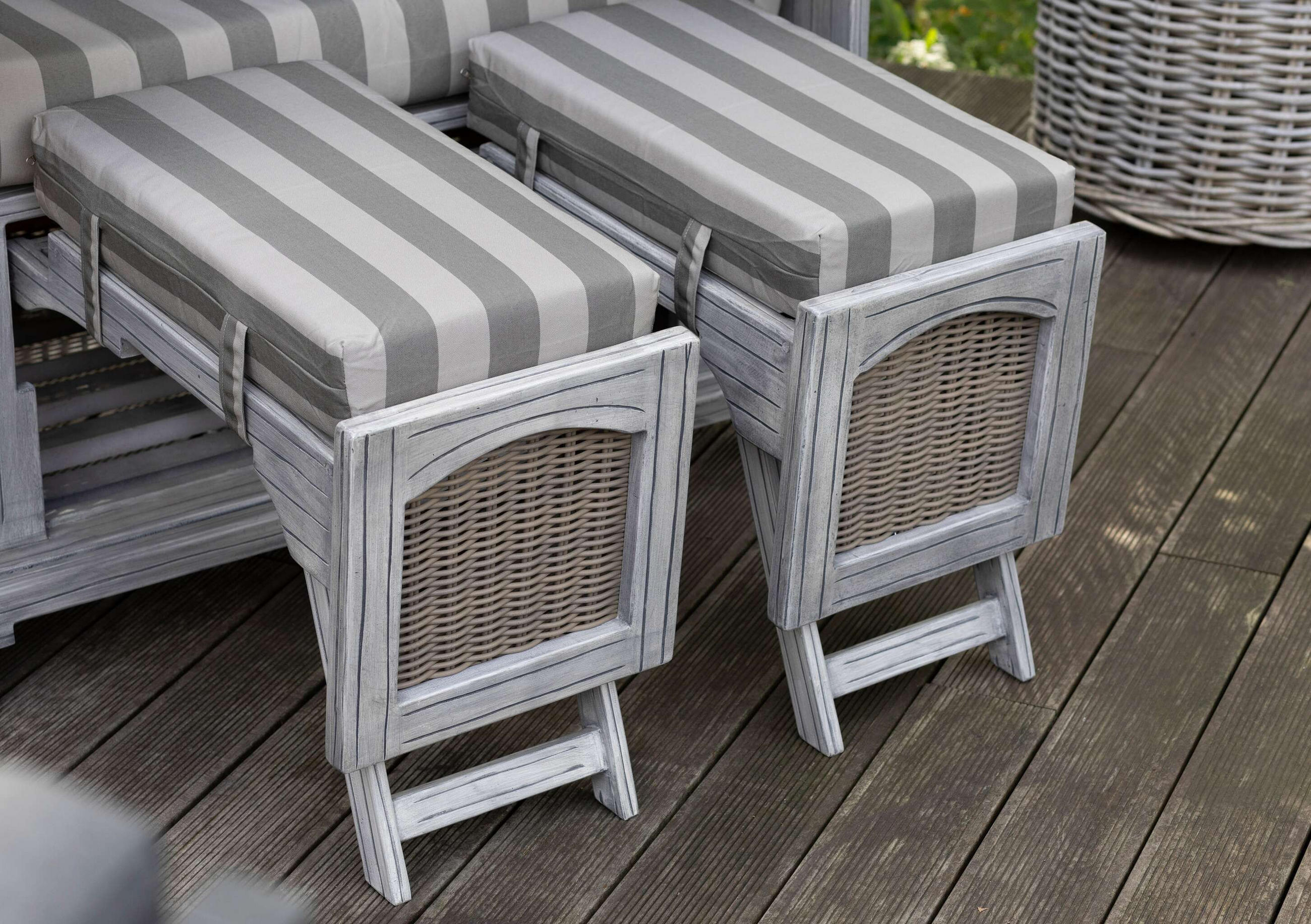 Thumbnail - Mr. Deko Strandkorb, Grau, Metall, Gestreift, Füllung: Schaumstoff,Schaumstoff,Schaumstoff,Schaumstoff, rechteckig,Recht...