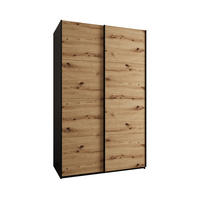 SCHWEBETÜRENSCHRANK 245,5/160/64 2-türig - Schwarz/Eiche Artisan, Holz/Metall (160/245/64cm) - Abiks Möbel