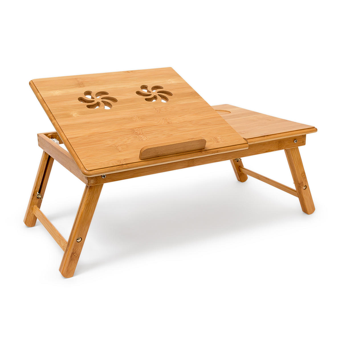 BETTTABLETT Natur Bambus klappbar neigbar 72,5x35 cm - Hellbraun, Holz - Relaxdays