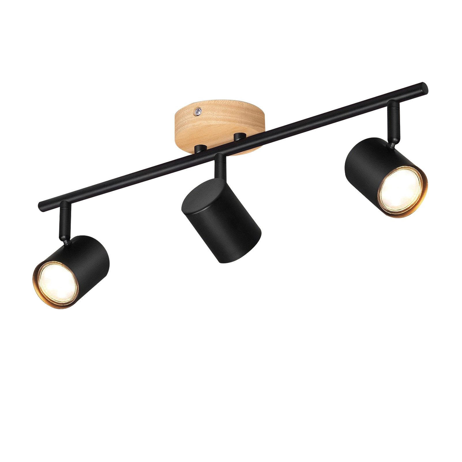 DECKENSTRAHLER Straland 15/9/45 cm - Schwarz, Holz (45/15/9cm) - ZMH