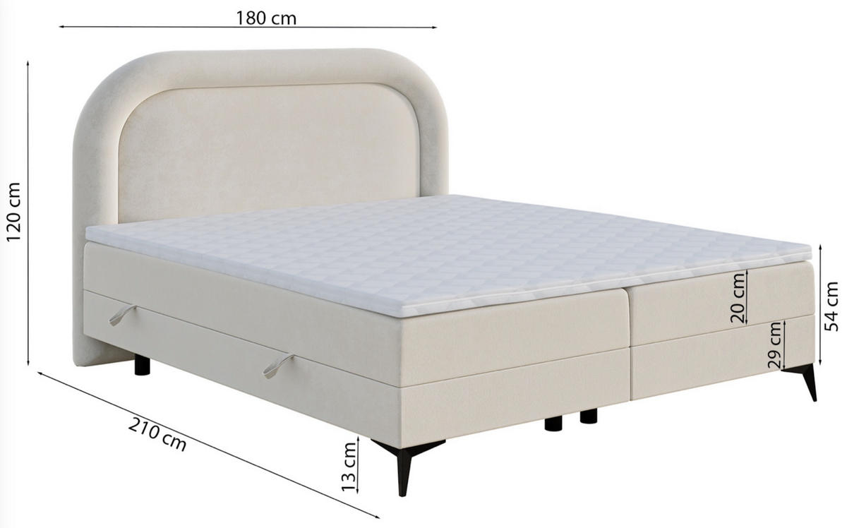 BOXBETT Loreo Beige Samt 180x200 cm - Beige/Schwarz, Kunststoff/Textil (180/200cm) - Selsey