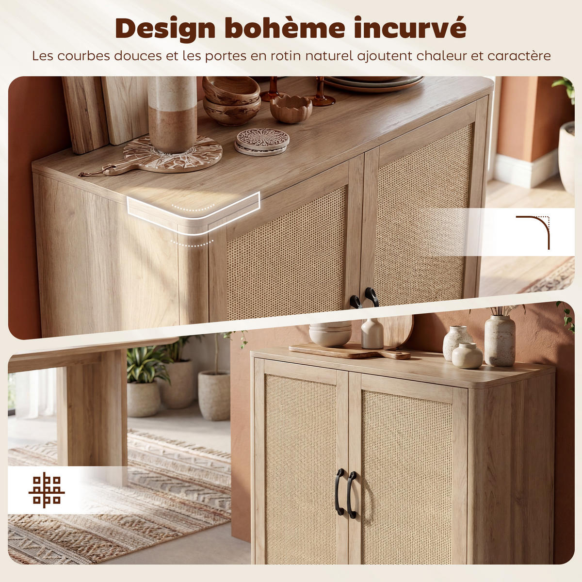SIDEBOARD Eiche-Nachbildung, 2 Türen, 76/35/75,5 cm - Eichefarben, Holz (76/75.5/35cm) - PANGIVO