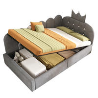 POLSTERBETT 90/200 cm aus Samt mit hydraulischem Stauraum und Kronen-Gitter-Design, Grau - Grau, Holz (90/200cm) - Redom