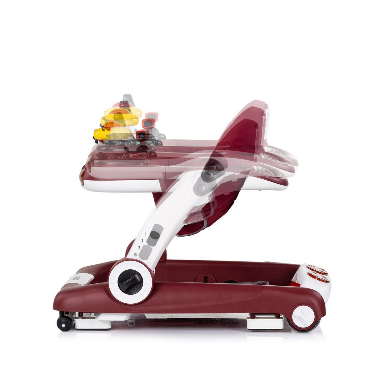 LAUFLERNHILFE little Explorer rot 4 in 1 Laulernwagen Musik Stopper Räder - Rot, Kunststoff (58/55/68cm) - Chipolino