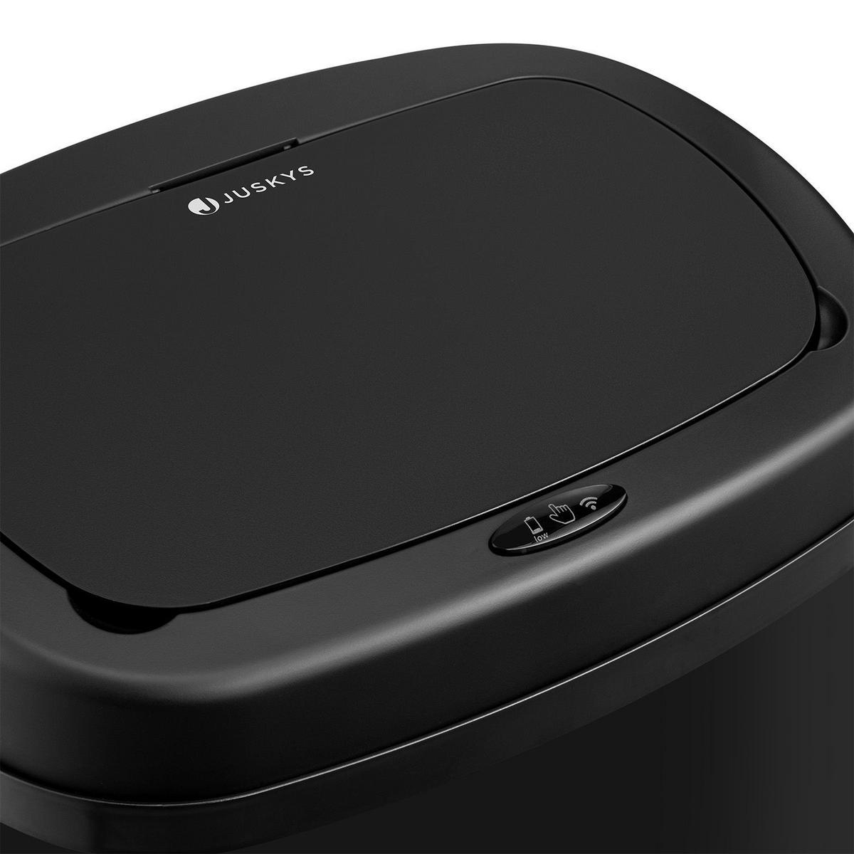 MÜLLEIMER viereckig 70L schwarz mit Sensor - Schwarz, Metall (40/73/29cm) - Juskys
