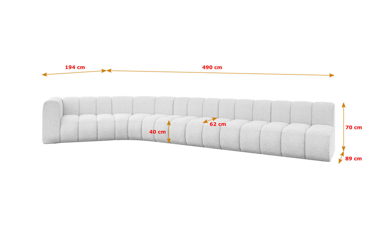 ECKSOFA modulares Sofa Karex-L3 - 490x194x70 cm Weiß - Weiß, Holzwerkstoff/Textil (490/194cm) - ALTDECOR