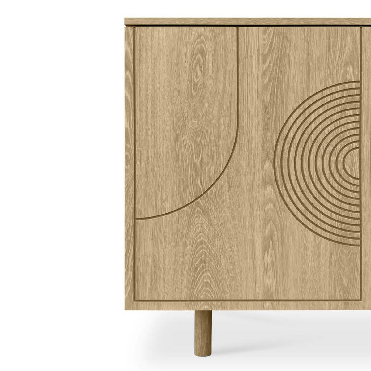 SIDEBOARD 100cm Saskia 2 Türen Eichenholz-Finish Skandinavisches - Beige, Holz/Metall (100/77/40cm) - Sicaan