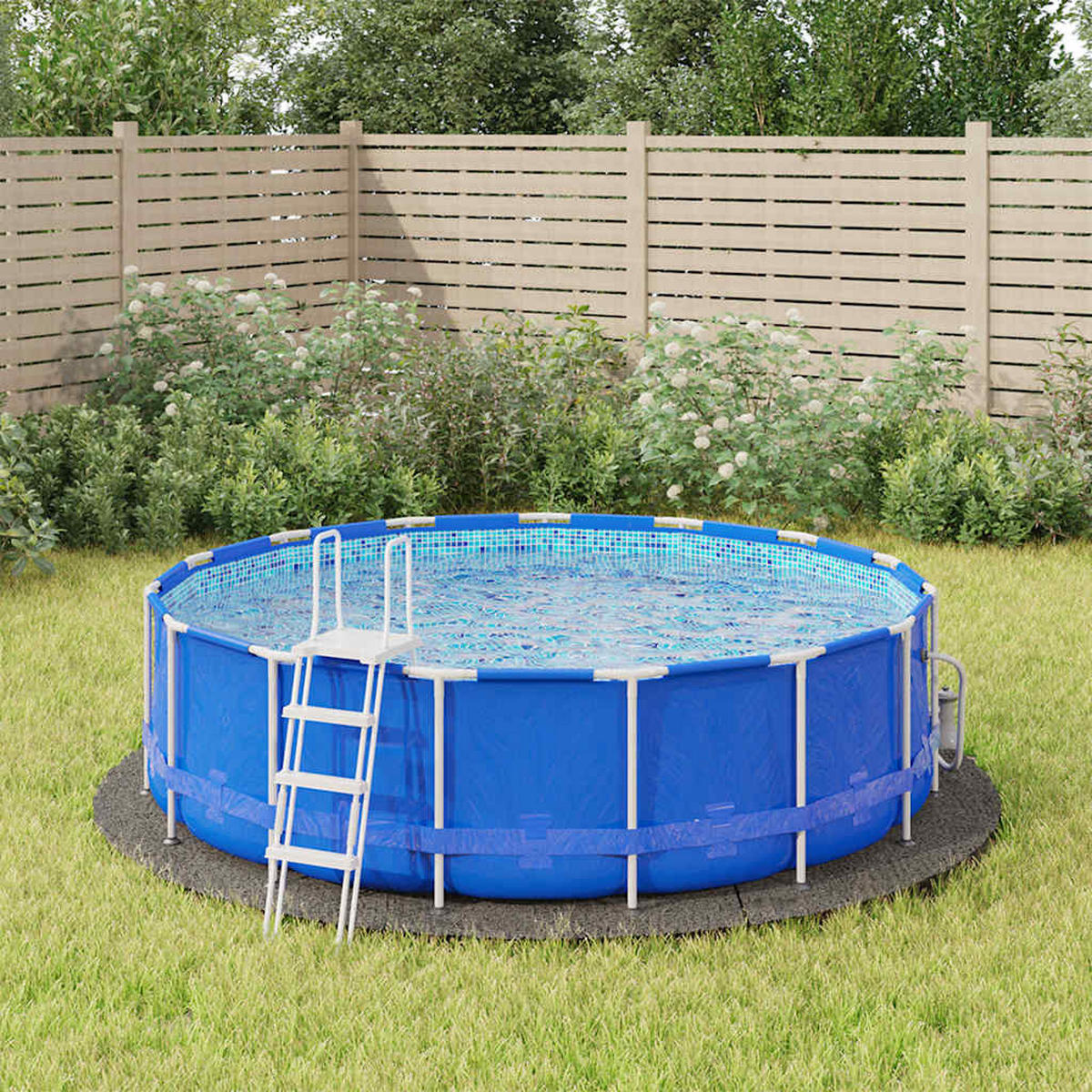POOL-BODENTUCH Hellgrau Ø366 Cm Polyester Geotextil - Grau, Textil (366/366cm) - vidaXL