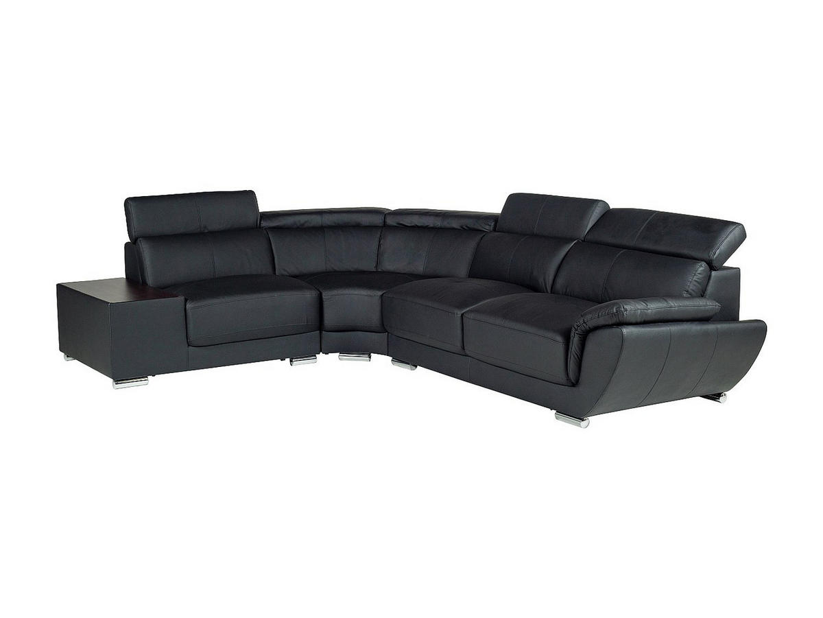 ECKSOFA Leder - Ecke Links - Schwarz - NAHIA - Schwarz, Leder (306/240cm) - Vente-Unique