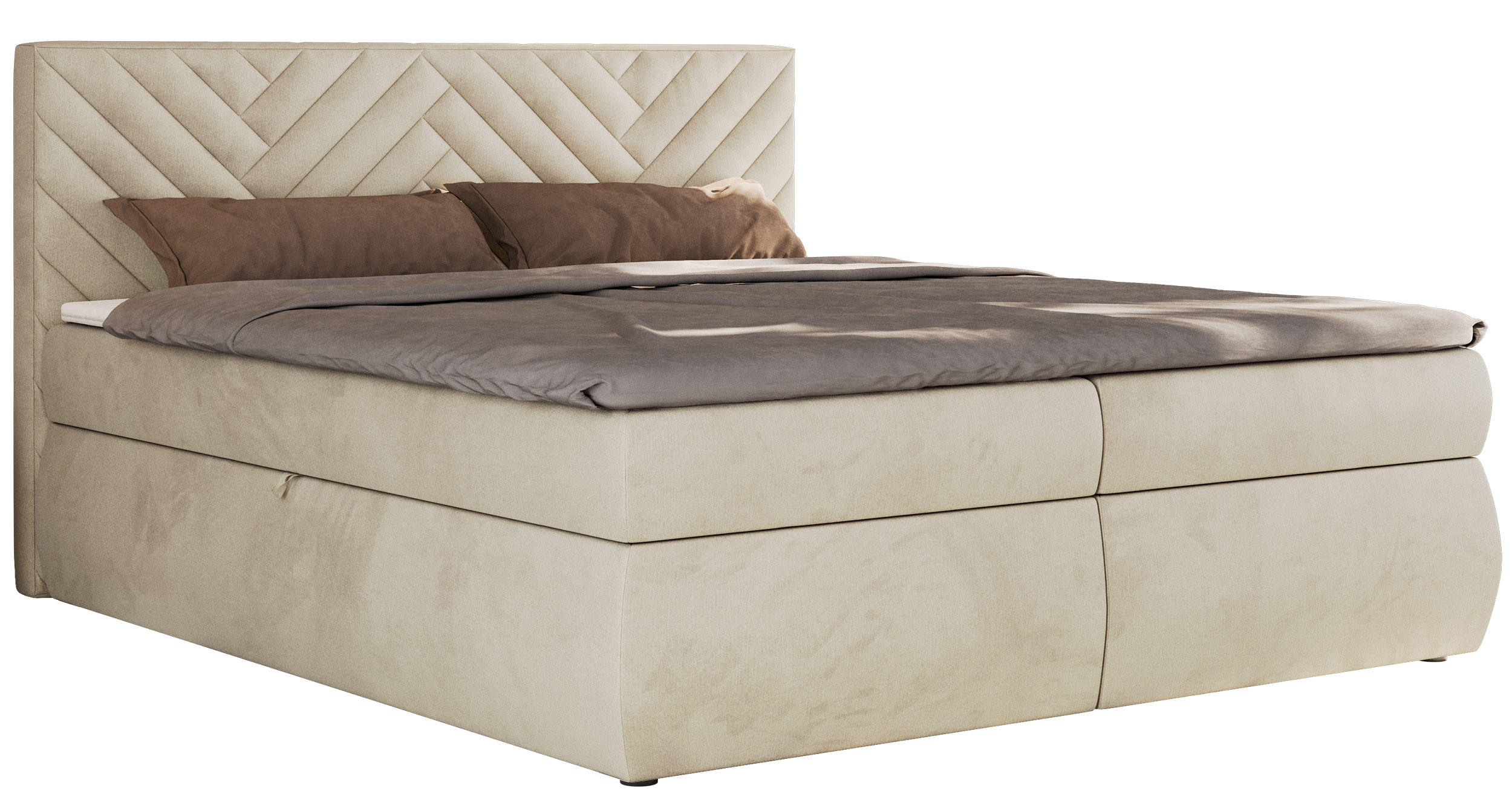 BOXBETT AVERTA 140/200 - Beige Velvet - H4 - Beige, Textil (140/200cm) - MKS