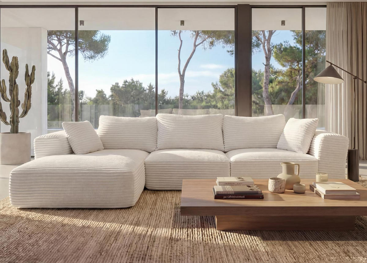 SOFA-GARNITUR Weiß - Weiß, Textil (276/58/154cm) - MCW