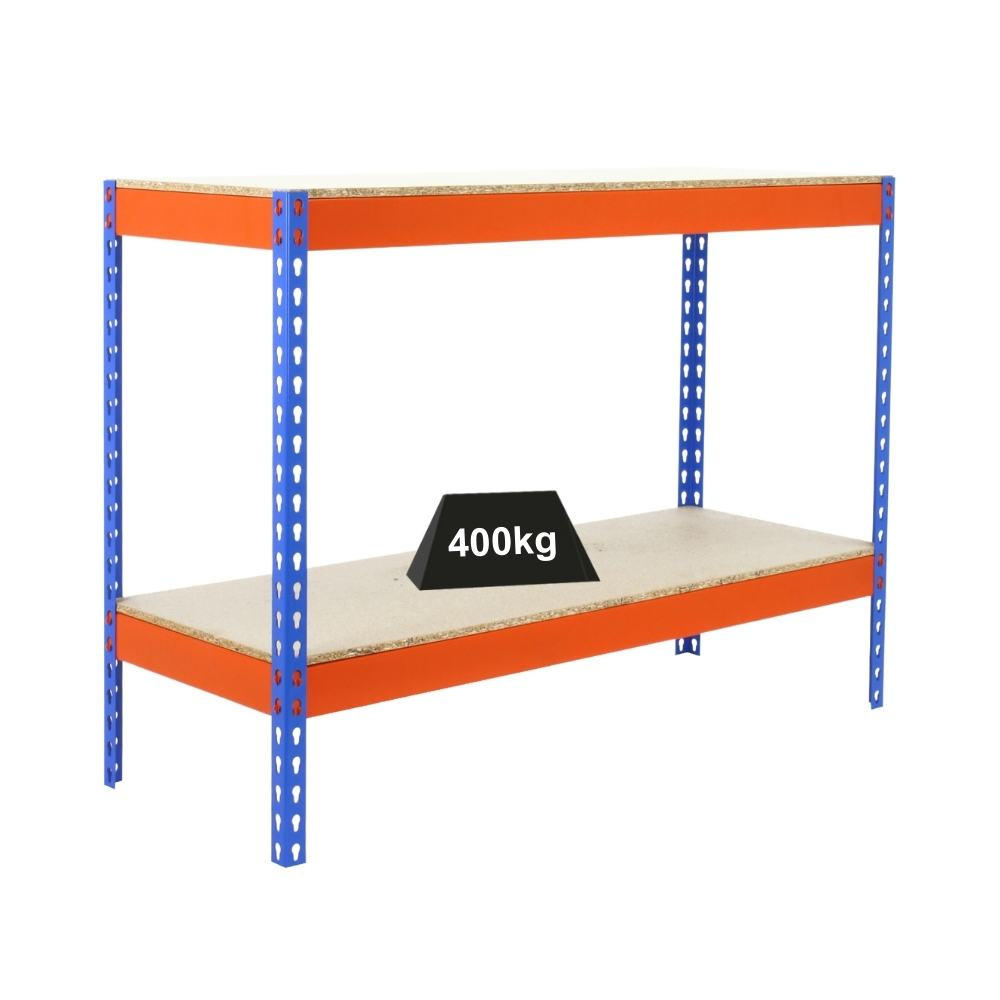 SCHWERLASTREGAL MINI WOOD YETI TWO | HxBxT 90x120x45cm | Fachlast 400kg | Blau-Orange - Gelb, Metall (120/90/45cm) - PROREGAL