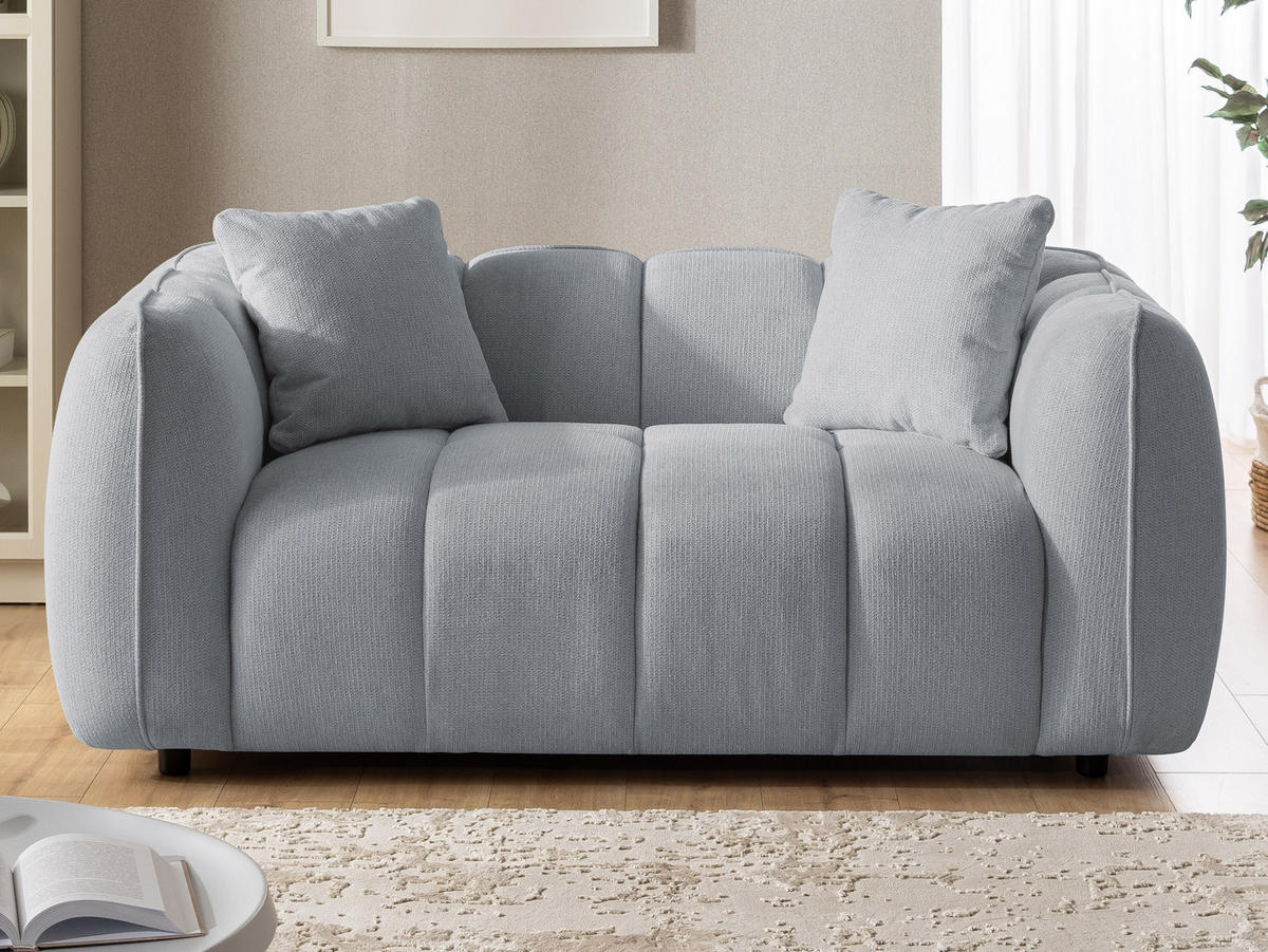 2-SITZER SOFA Nubira in tief gesteppter Bubble-Optik aus weichem Grau Strukturstoff im modernen Design - Schwarz/Grau, Holz/Kunststoff (172/69/89cm) - S-Style Möbel