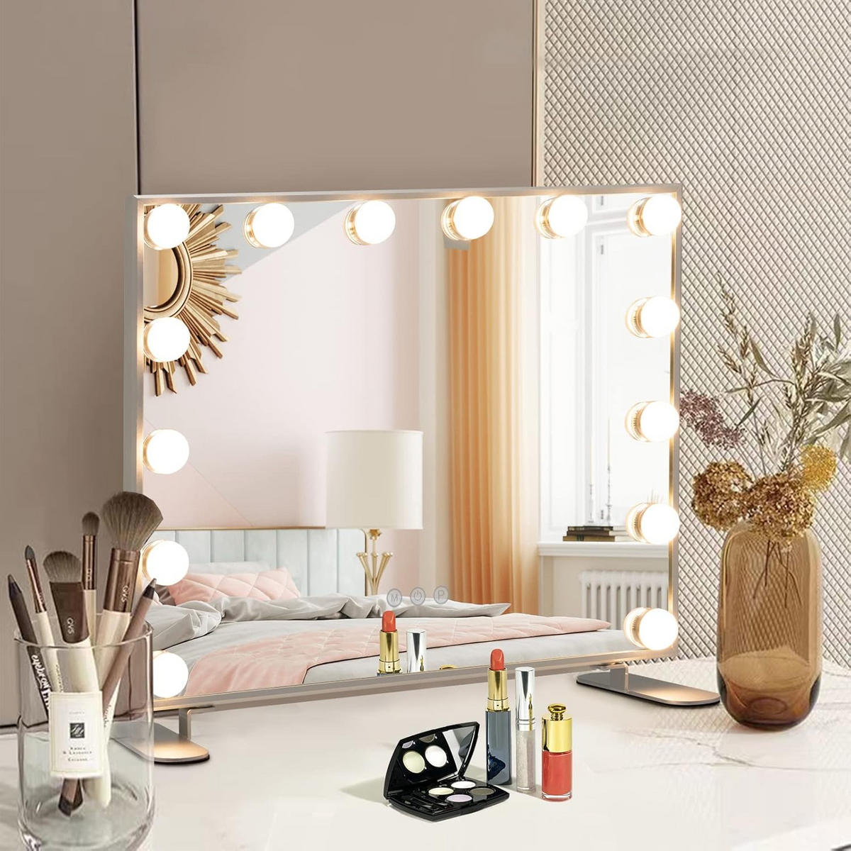 SPIEGEL Hollywood Silber - Silberfarben, Glas (18/43/50cm) - COSTWAY