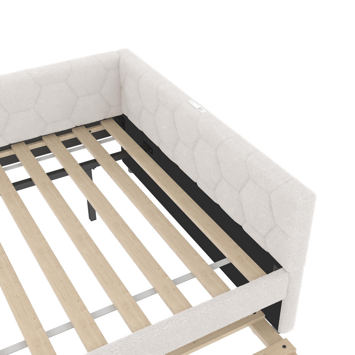 SCHLAFSOFA 90/200 cm & 89,5/188 cm in Weiß Stoff mit Ausziehbett, USB, Type-C und Leselampe - Weiß, Holzwerkstoff/Textil (90/200cm) - WISHDOR