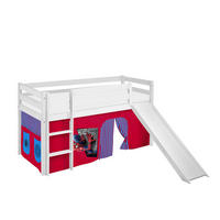 SPIELBETT JELLE Spiderman - Hochbett - mit Rutsche und Vorhang - Weiß, Holz - Lilokids