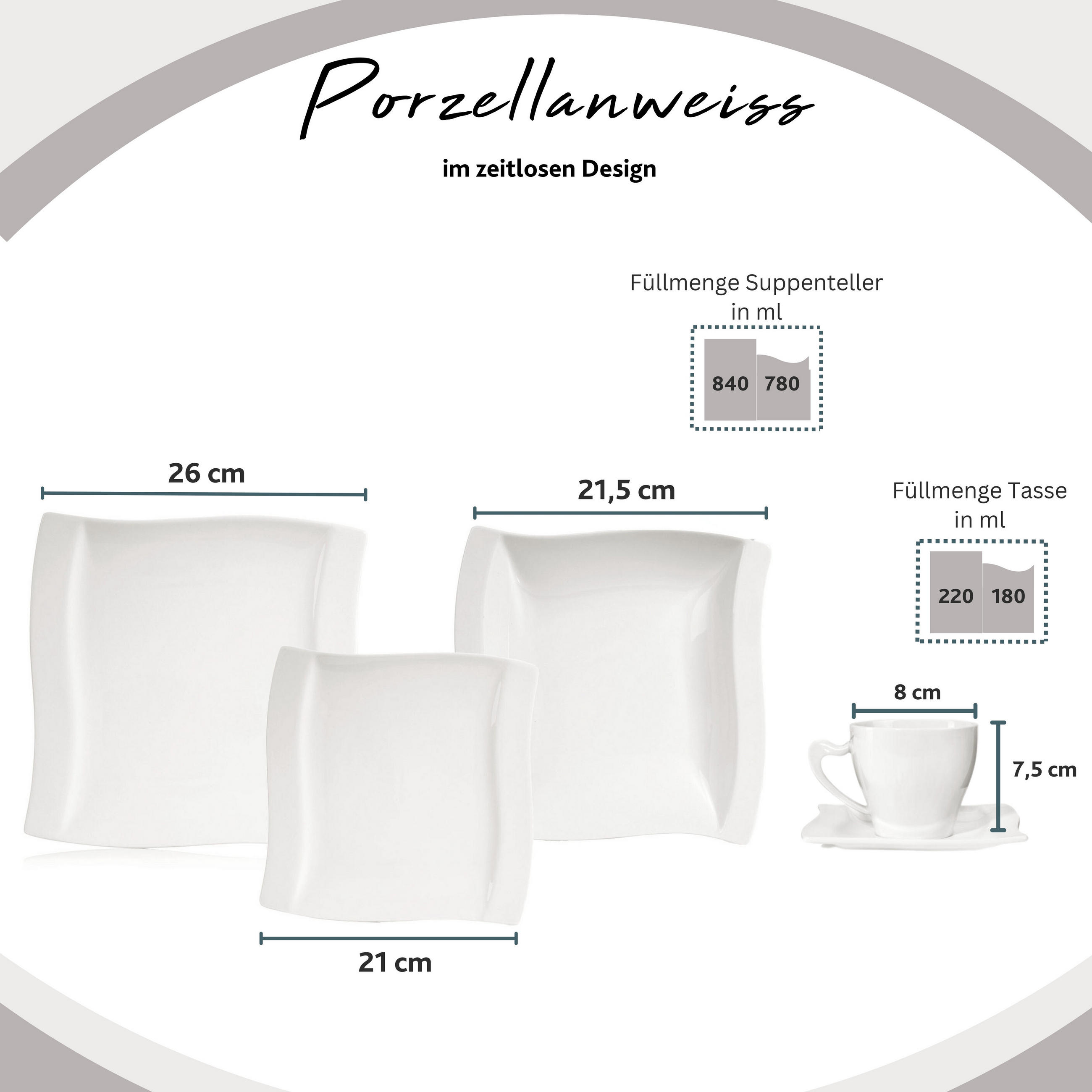 KOMBISERVICE PARIS - 30 teilig aus Porzellan - Weiß, Keramik (30/32.5/47.5cm) - Sänger