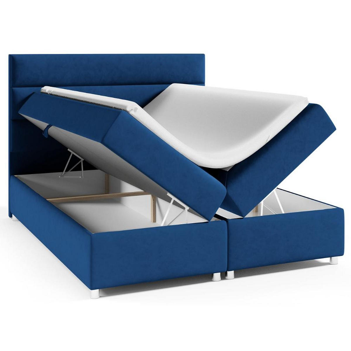 BOXBETT mit Bettkasten Trinity K-1 Bonellfederkern inkl - Blau, Holz/Holzwerkstoff (140/200cm) - Best For Home