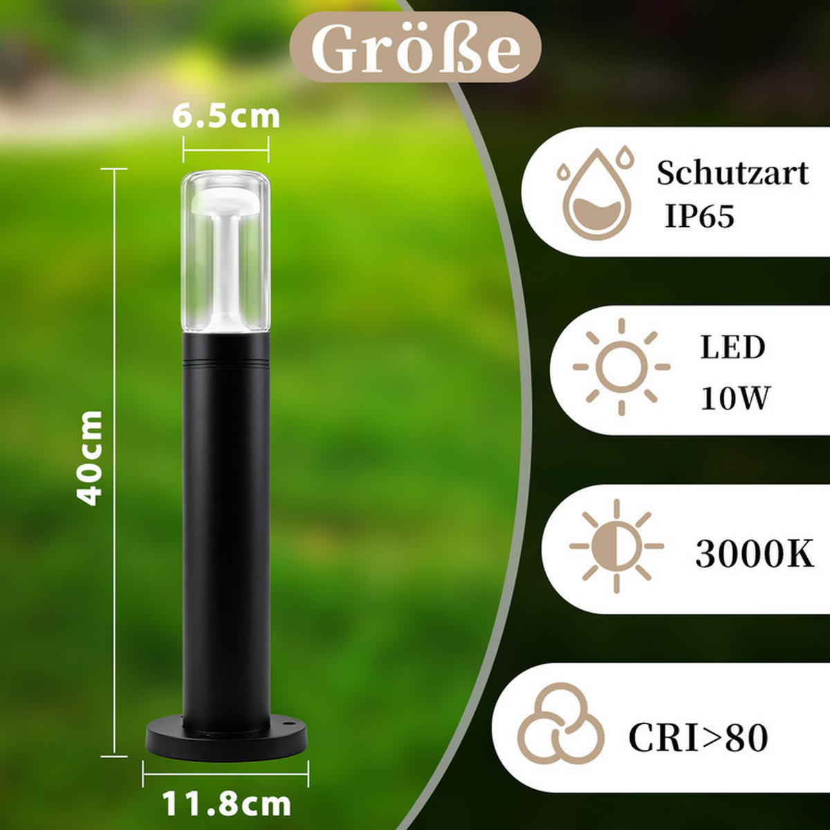 LED AUßENLEUCHTEN 12/12/40cm - Schwarz, Kunststoff (12/12/40cm) - Nettlife