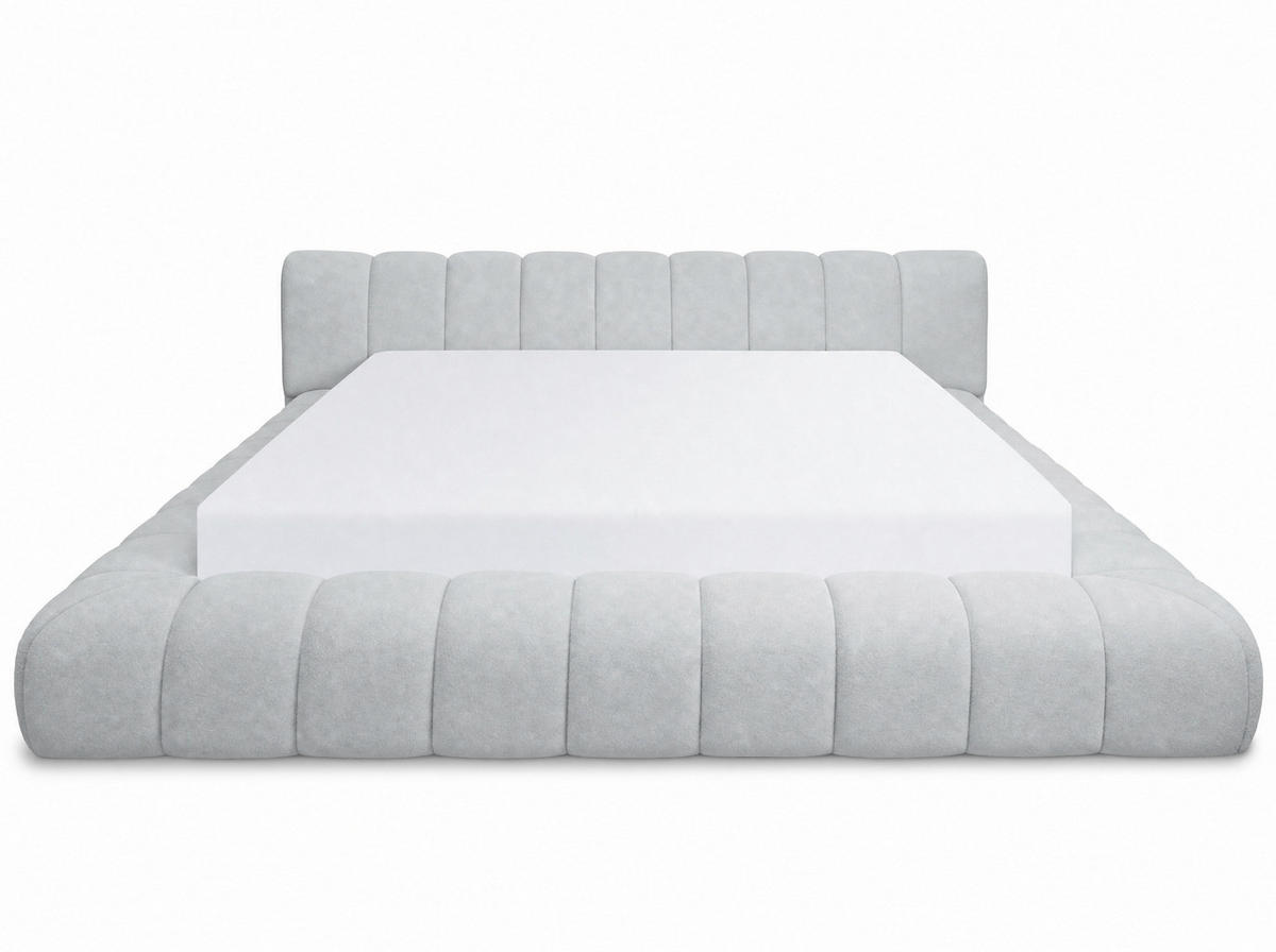 POLSTERBETT Adore Hellgrau 160/200 cm Samt mit Bettkasten - Hellgrau, Textil/Metall (160/200cm) - wonello