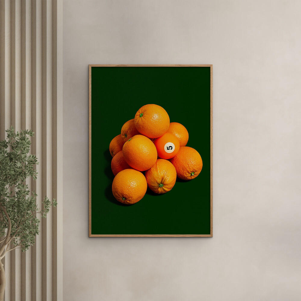 POSTER mit Rahmen Supermercat - Odd orange out - Eichefarben/Grün, Holz/Papier (70/100cm) - Poster&Frame