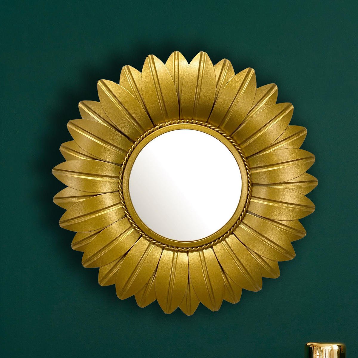 WANDSPIEGEL Rund Metall Gold 60 cm Sonnenblumenform - Goldfarben, Glas (60/60/4cm) - KADIMA DESIGN