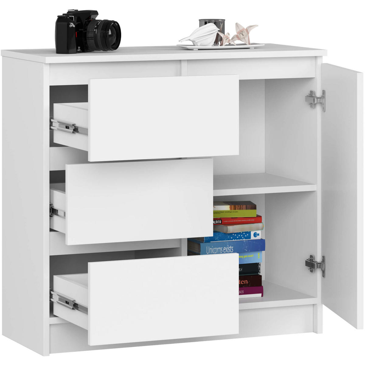 KOMMODE Weiß 77/80/35 - Weiß, Holzwerkstoff (80/77/35cm) - RAUMHIRSCH FURNITURE