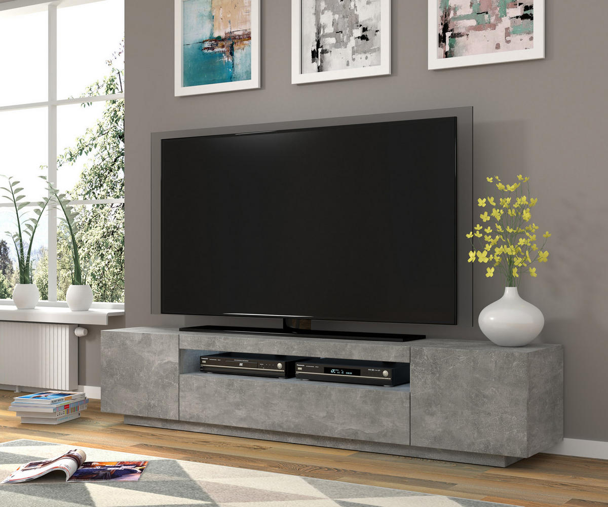TV LOWBOARD Beton 200/42/37 - Grau, Holzwerkstoff (200/42/37cm) - RAUMHIRSCH FURNITURE