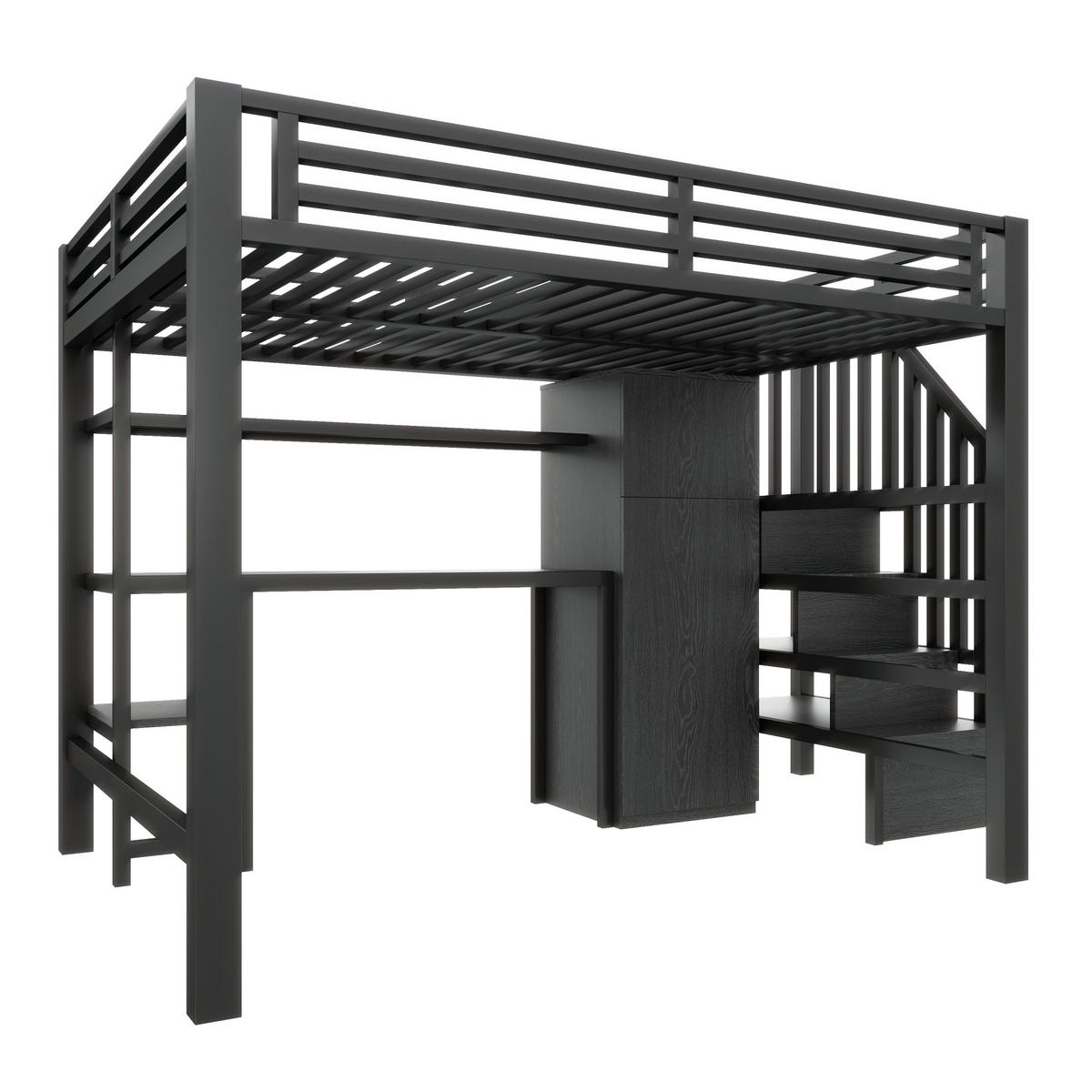 HOCHBETT Metall 140/200 cm Schwarz - Schwarz, Holzwerkstoff/Metall - Raumix